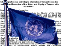 UNO-Flagge mit Gesetzestext
