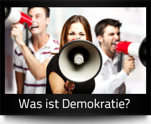 Webfoto mit Megaphon-Aktivisten