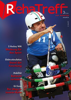 RehaTreff-Titel mit E-Hockey-Spieler