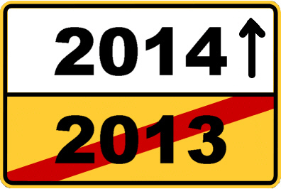 Jahreswechsel 2013-14  Symbol analog eines Ortsausgangsschilde