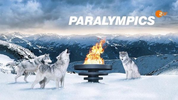 Paralympics-Banner des ZDF mit Wölfen aus Sotschi
